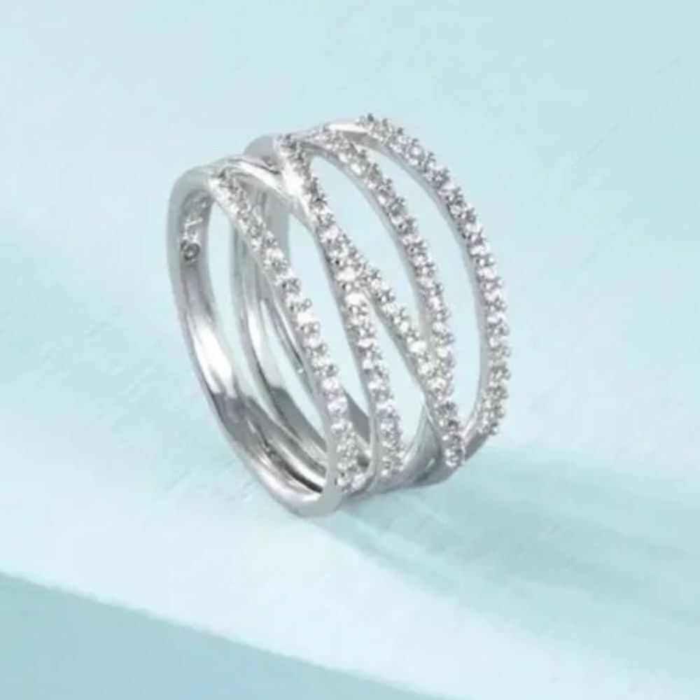 Stella & Dot Stellar Pavé Ring Silver ~ Size 5 NWT